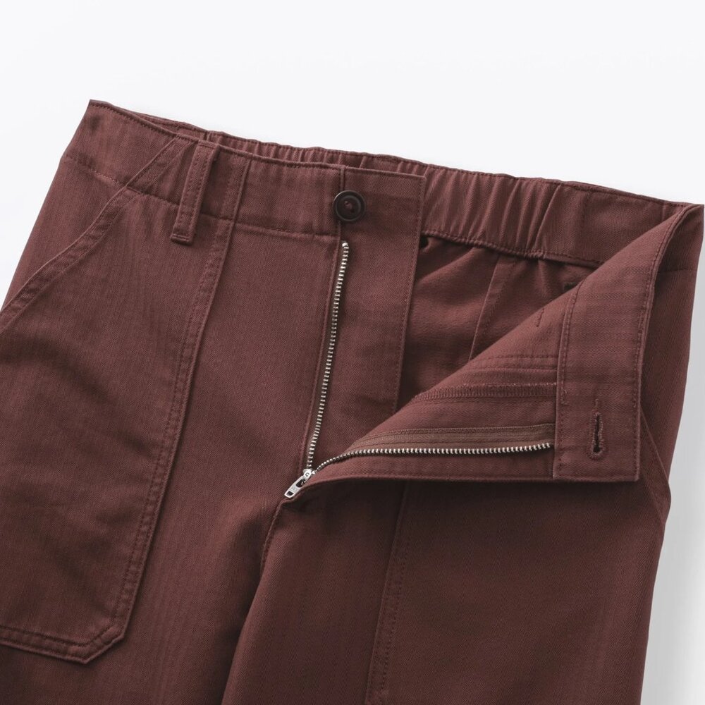 MUJI Women's Herringbone Trousers Burgundy Size S - Picture 4 of 9
